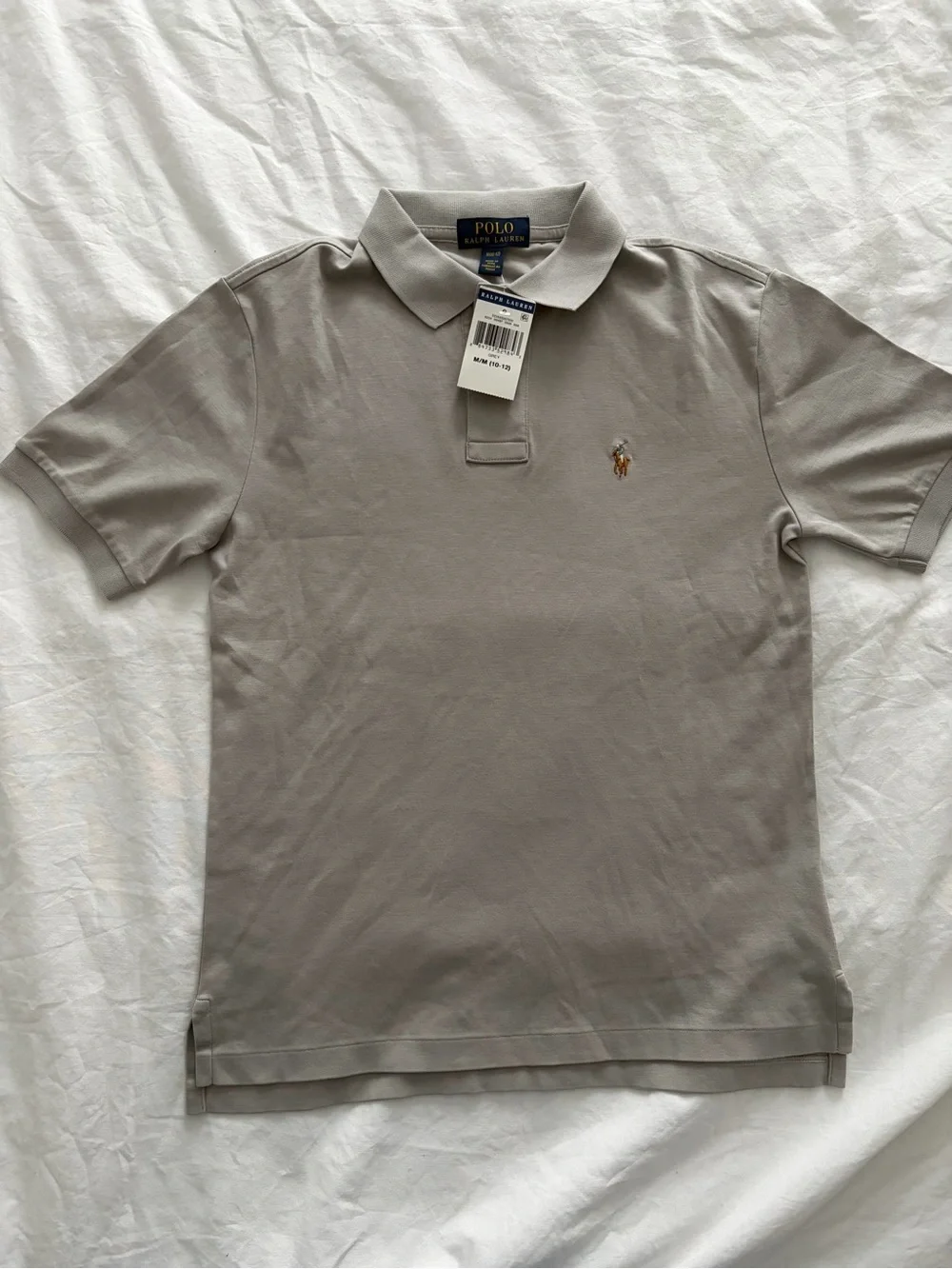 Polo Ralph Lauren Boys Gray Collared Polo Shirt with Embroidered Pony Medium NWT